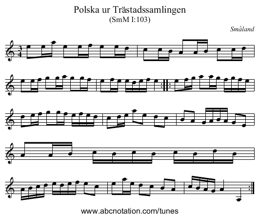 Polska ur Trästadssamlingen - staff notation