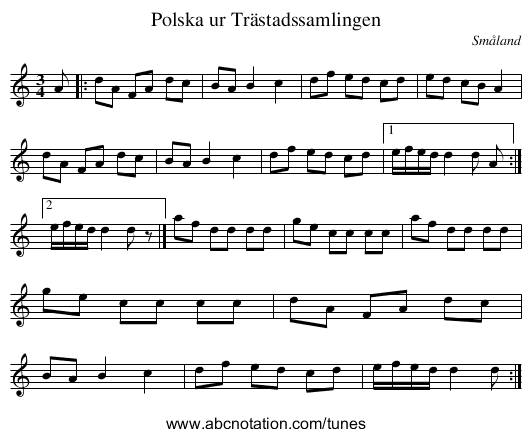 Polska ur Trästadssamlingen - staff notation