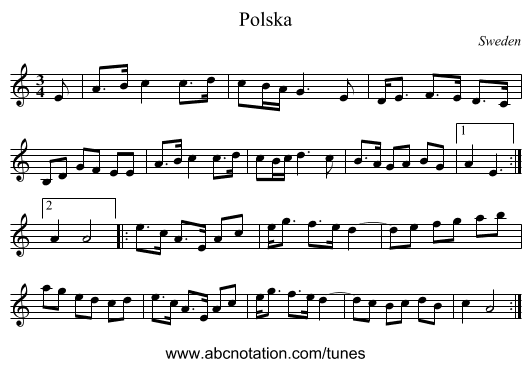 Polska - staff notation