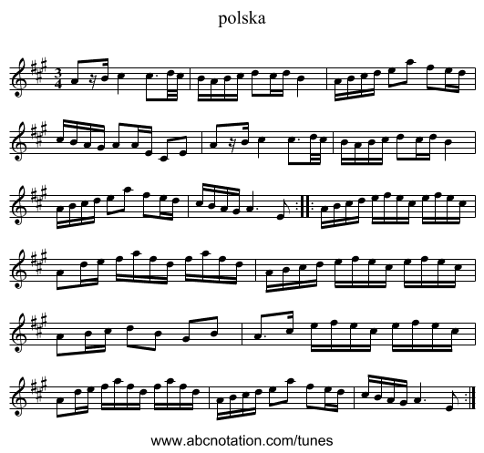 polska - staff notation