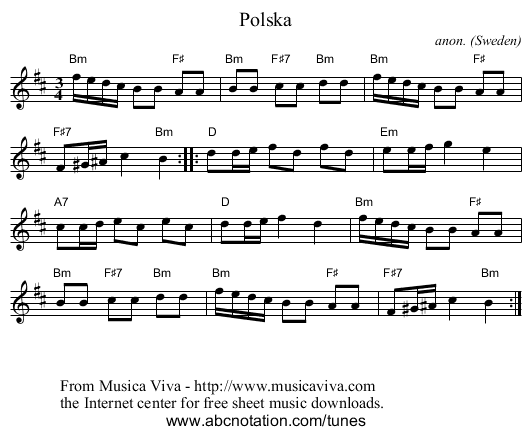 Polska - staff notation