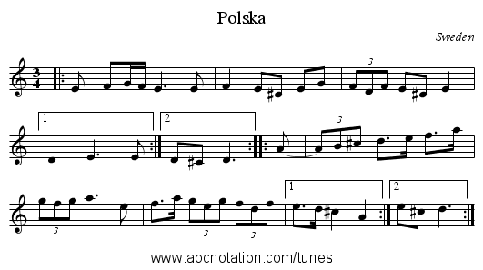 Polska - staff notation