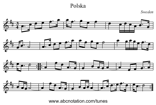 Polska - staff notation