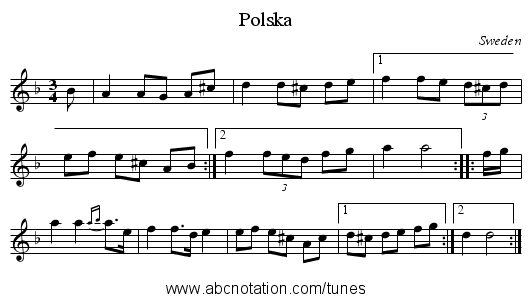 Polska - staff notation
