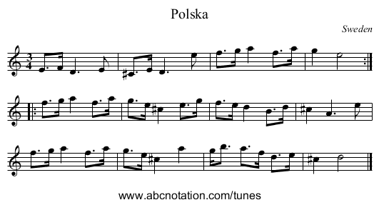Polska - staff notation