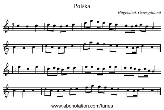 Polska - staff notation