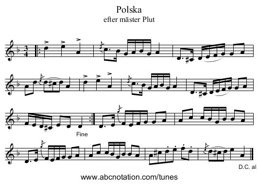 Polska - staff notation