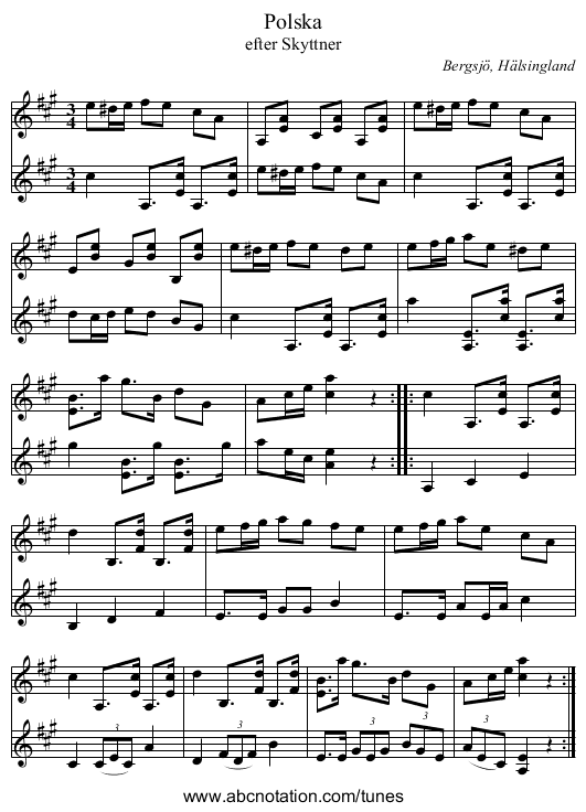 Polska - staff notation