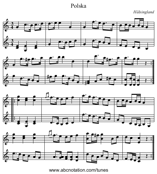 Polska - staff notation