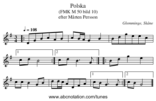 Polska - staff notation