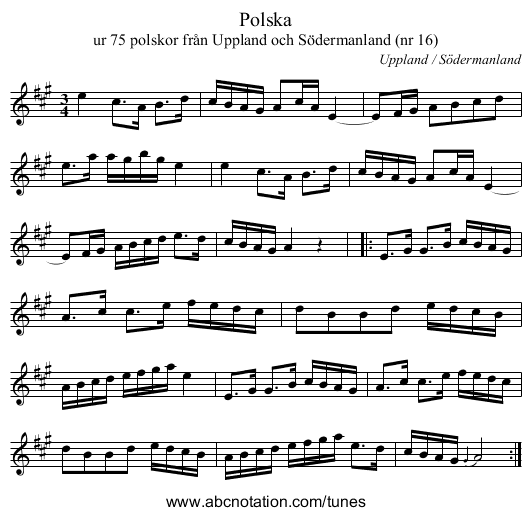 Polska - staff notation