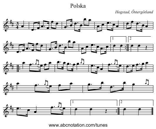 Polska - staff notation