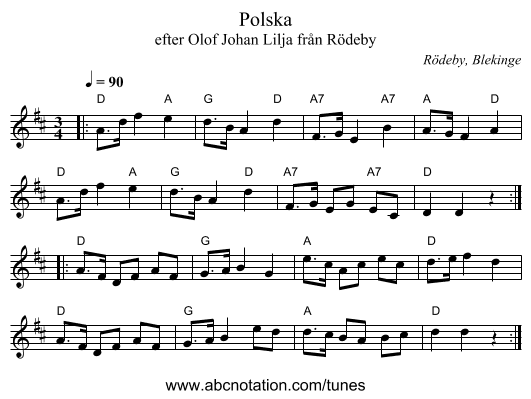 Polska - staff notation