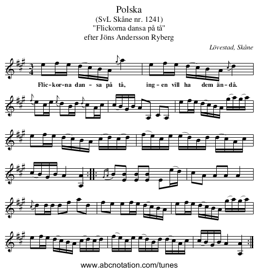 Polska - staff notation