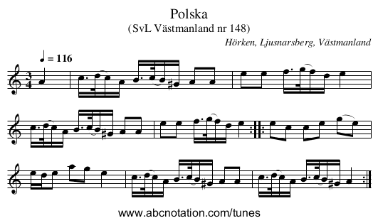 Polska - staff notation