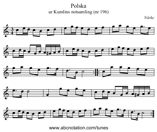 Polska - staff notation