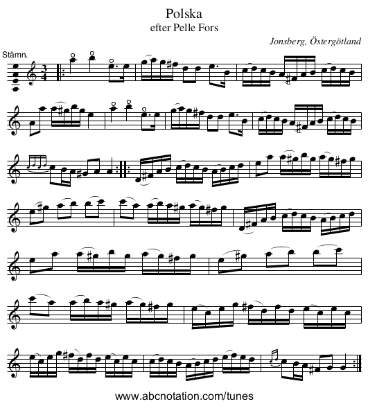 Polska - staff notation