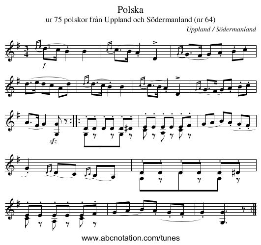 Polska - staff notation