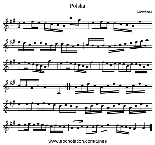 Polska - staff notation