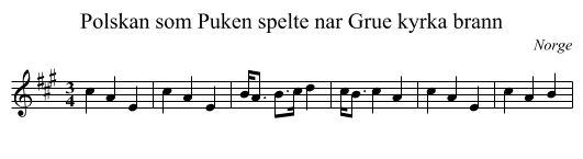 Polskan som Puken spelte nar Grue kyrka brann - staff notation