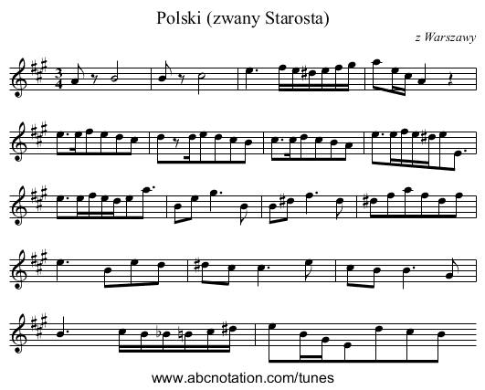 Polski (zwany Starosta) - staff notation