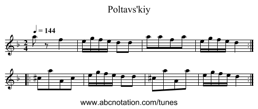 Poltavs'kiy - staff notation