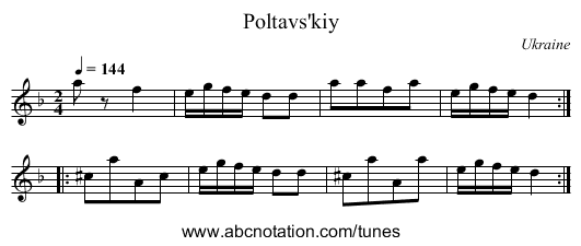 Poltavs'kiy - staff notation