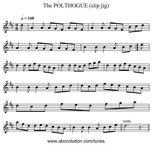 POLTHOGUE (slip jig), The - staff notation