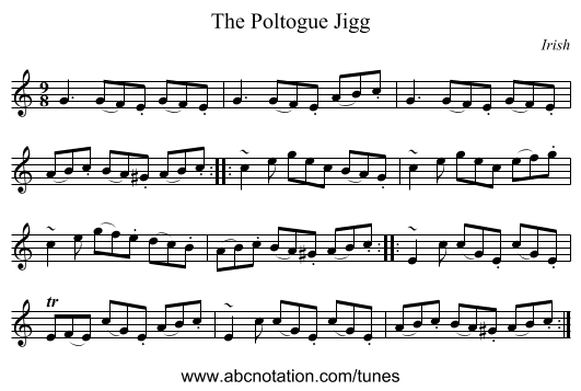 Poltogue Jigg, The - staff notation