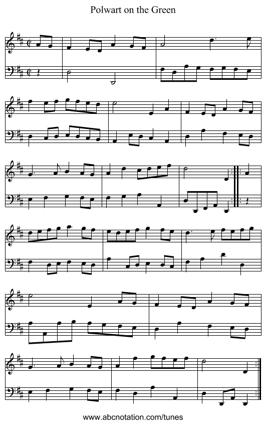 Polwart on the Green - staff notation