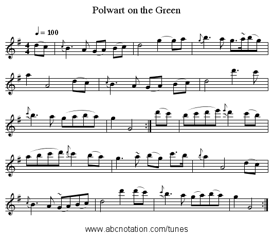 Polwart on the Green - staff notation