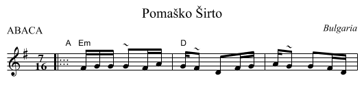 Poma&scaron;ko &Scaron;irto - staff notation