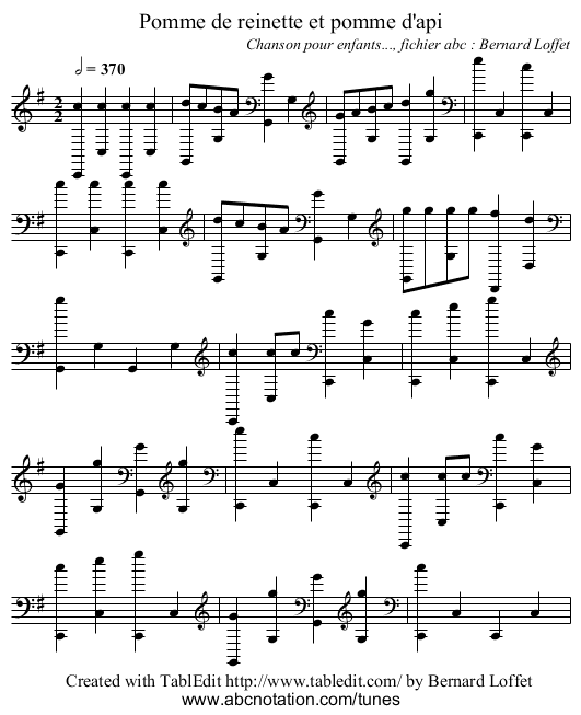 Pomme de reinette et pomme d'api - staff notation