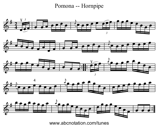 Pomona -- Hornpipe - staff notation