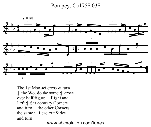 Pompey. Ca1758.038 - staff notation