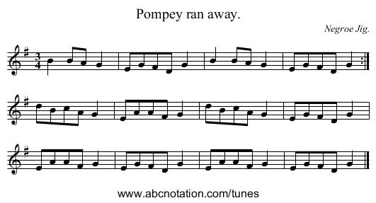 Pompey ran away. - staff notation