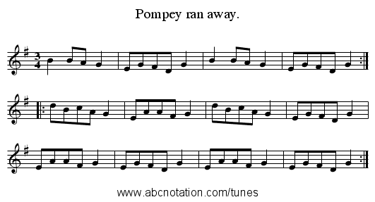 Pompey ran away. - staff notation