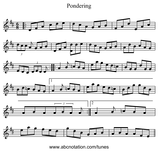Pondering - staff notation