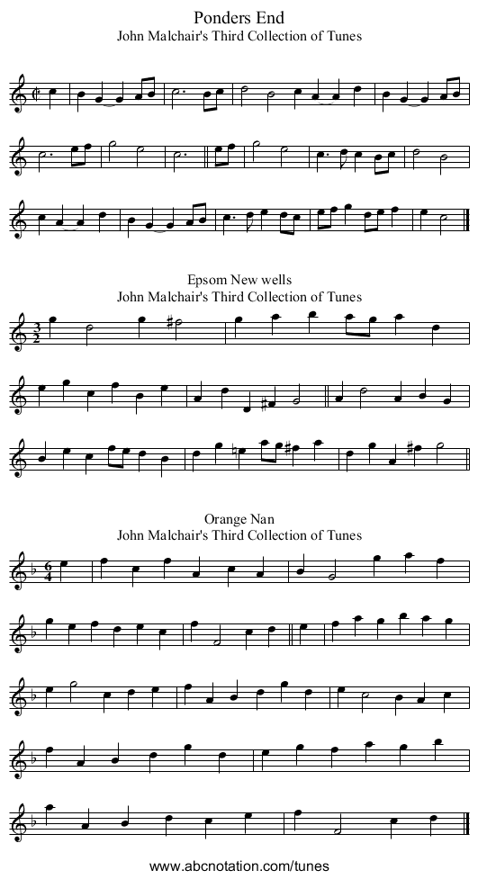 Ponders End - staff notation