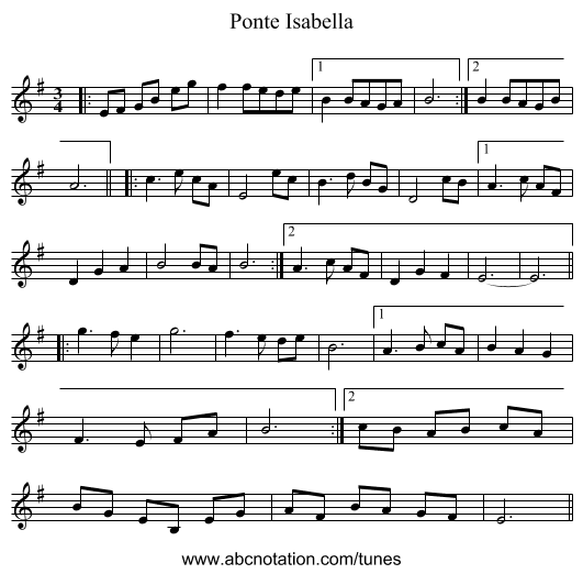 Ponte Isabella - staff notation