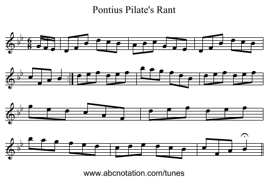 Pontius Pilate's Rant - staff notation