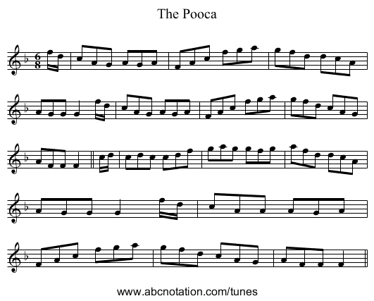 Pooca, The - staff notation