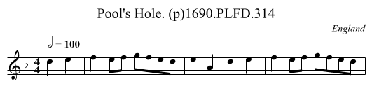 Pool's Hole. (p)1690.PLFD.314 - staff notation
