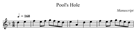 Pool's Hole - staff notation