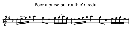 Poor a purse but routh o' Credit - staff notation