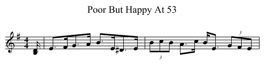 Poor But Happy At 53 - staff notation