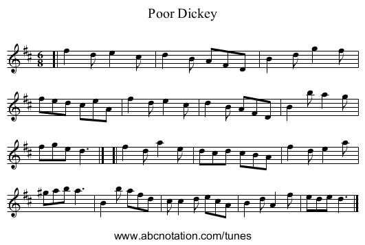 Poor Dickey - staff notation