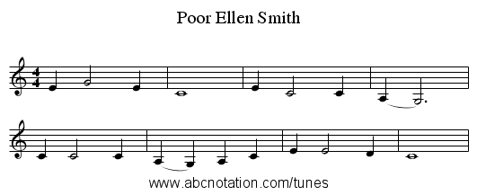 Poor Ellen Smith - staff notation