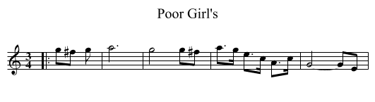 Poor Girl's - staff notation