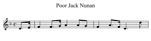 Poor Jack Nunan - staff notation